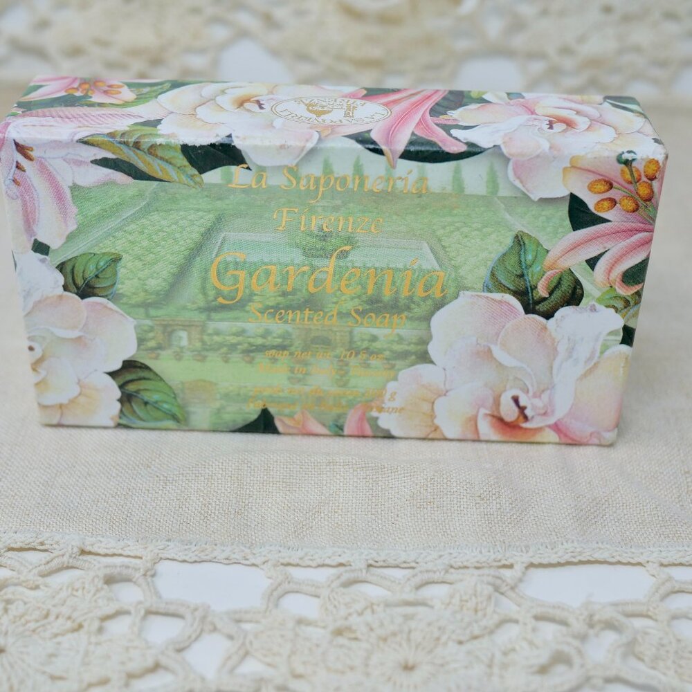 La Saponeria Firenze GARDENIA Luxury Scented Soap Bar Tuscany Italy 10.5 oz NIB